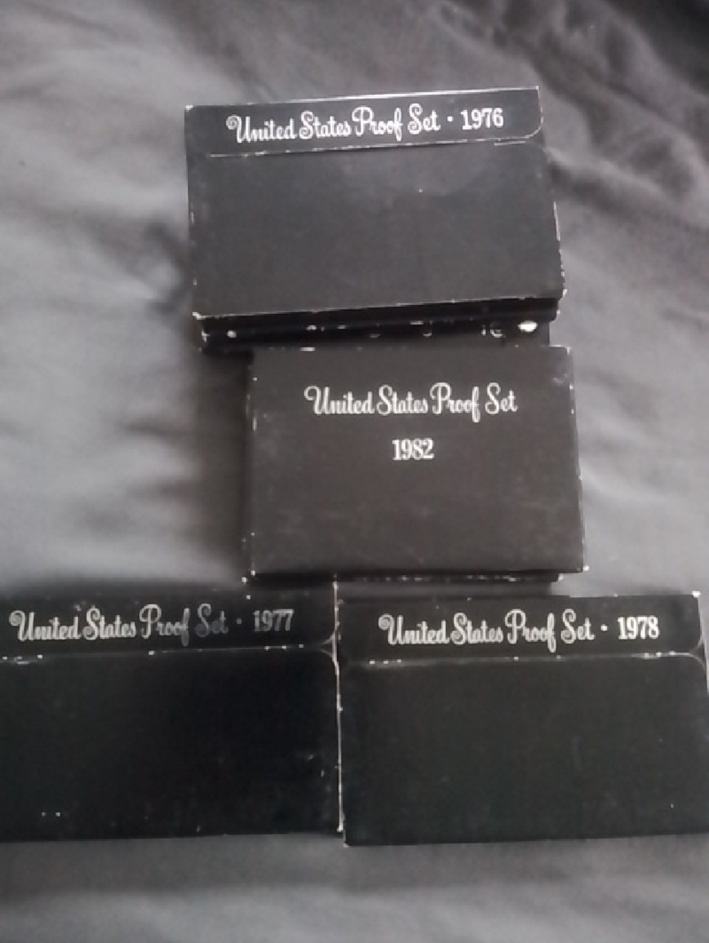 United States Proof Set Boxes (1976, 1977, 1978, 1982) - Black One Set Lot